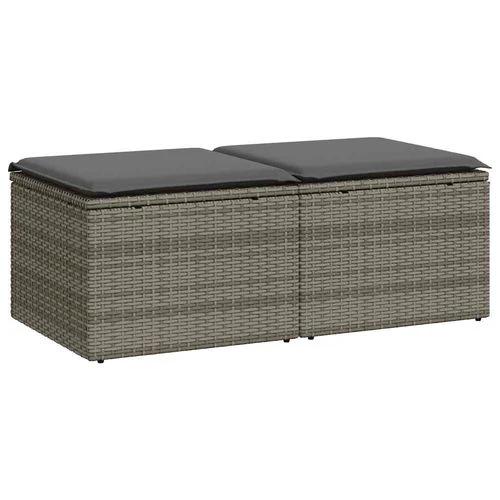 vidaXL 2 Piece Garden Sofa Set with Cushions Grey Poly Rattan Acacia by vidaXL