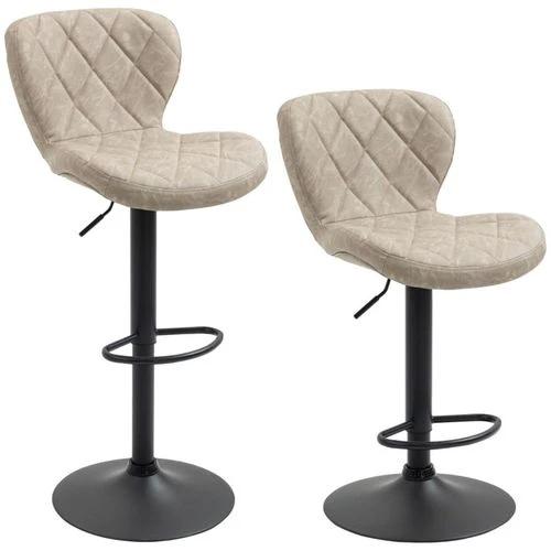 Stylish Adjustable Bar Stool Set with Faux Leather Upholstery and Swivel Seat for Modern Home or Office Use by N/A