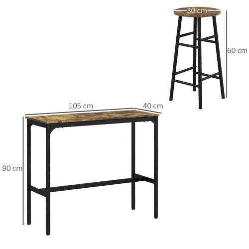 HOMCOM 5 Piece Bar Set, Industrial Kitchen and Chair Set Rustic Brown by HOMCOM