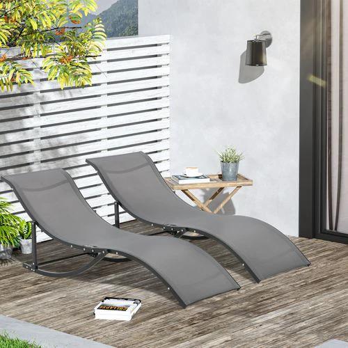 Set of 2 S-shaped Zero Gravity recliners 165x61x63cm Dark Grey by Outsunny