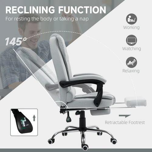 HOMCOM Executive Office Chair Swivel Chair with Footrest Light Grey -