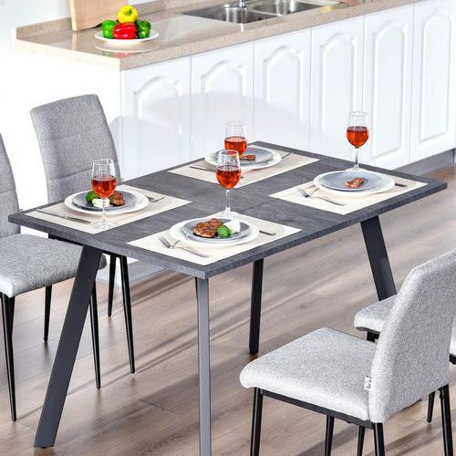 Unbranded Modern Rectangular Dining Table with Metal Legs Indoor, Dark Grey - Dining Table