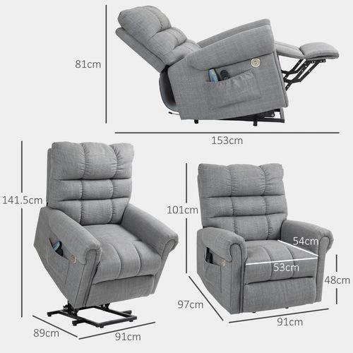 HOMCOM Power Lift Recliner Chair for Elderly with Massage and Heat Grey by HOMCOM