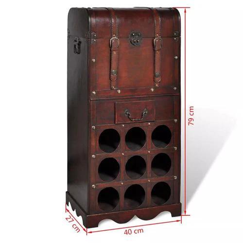 vidaXL Elegant Wooden Wine Rack for 9 Bottles with Storage Trunk and Drawer for Wine Enthusiasts - Wine Rack