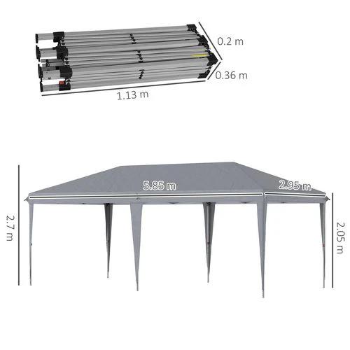 3 x 6 m Pop Up Gazebo Patio Party Event Heavy Duty Canopy Grey by Outsunny