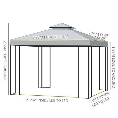 3x3m Garden Metal Gazebo Marquee Patio Wedding Party Dark Grey by Outsunny