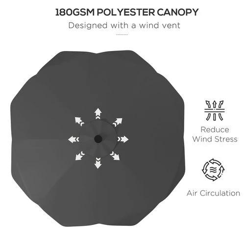 Outsunny Garden Parasol Umbrella with LED Lights and Tilt, Table Umbrella by Outsunny