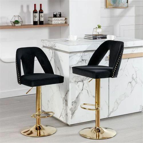 N/A Elegant Velvet Bar Stool with Adjustable Height and 360 Degree Rotation for Stylish Home or Office Use - Bar Stool