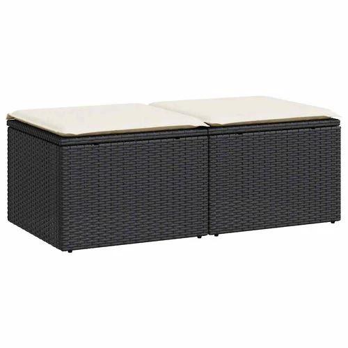 vidaXL 2 Piece Garden Sofa Set with Cushions Black Poly Rattan Acacia by vidaXL