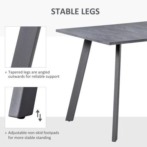 Unbranded Modern Rectangular Dining Table with Metal Legs Indoor, Dark Grey - Dining Table
