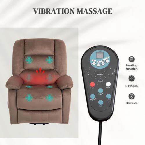 HOMCOM Riser and Recliner Chair Lift Chair with Vibration Massage, Heat, Brown by HOMCOM