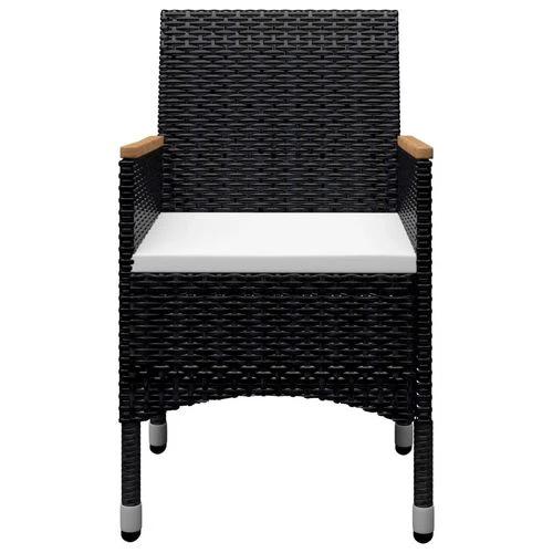 9 Piece Garden Dining Set Poly Rattan and Solid Wood Black by vidaXL