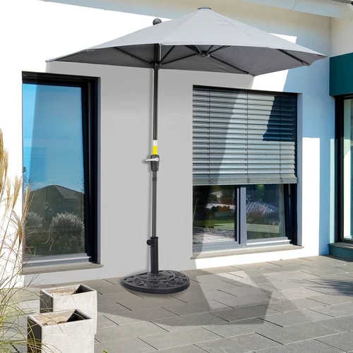 Outsunny Outsunny Heavy Duty Parasol Base 50x32x31 Centimeters with Decorative Flower Pattern for Half Round Umbrellas - Parasol