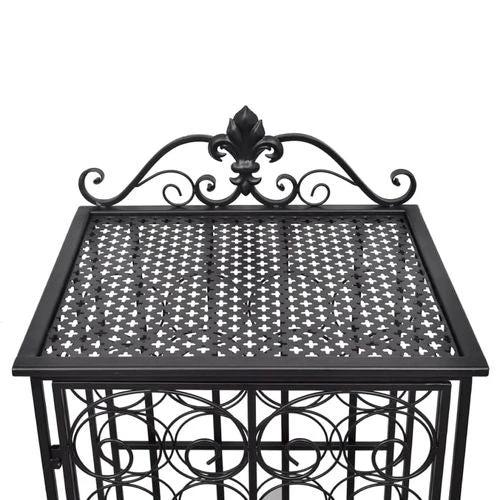 vidaXL Wrought Iron Wine Rack for 28 Bottles Elegant Design with Side Lock Door for Wine Enthusiasts - Wine Rack