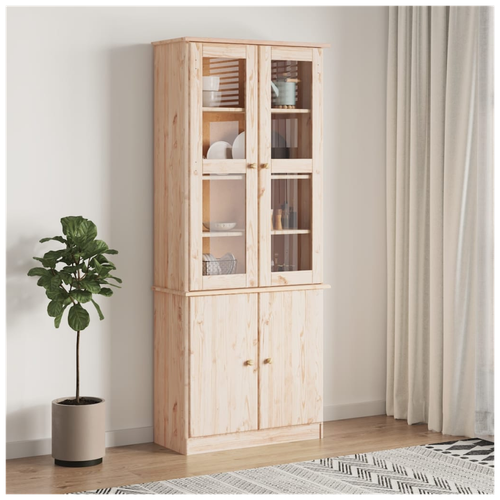 vidaXL vidaXL Glass Display Cabinet ALTA 77x35x186.5 cm Solid Wood Pine - Display Cabinet