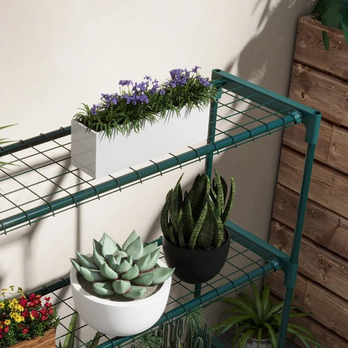 Outsunny 4-Tier Plant Stand with Grid Shelves for Indoor and Outdoor Floral Display by Outsunny