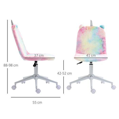 Vinsetto Fluffy Unicorn Office Chair w/ Swivel Wheel, Cute Desk Chair, Rainbow by Vinsetto