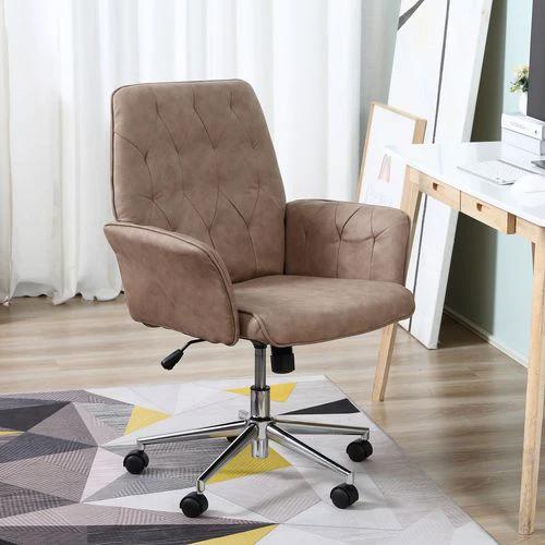 Computer Chair w/ Armrest Modern Style Tufted Home Dining Room Brown by Vinsetto