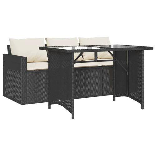 vidaXL vidaXL 2 Piece Garden Dining Set with Cushions Black Poly Rattan - Garden Set