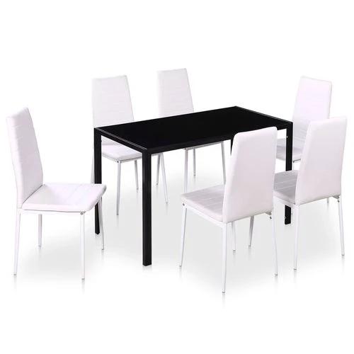 vidaXL 7 Piece Dining Table Set Black and White by vidaXL