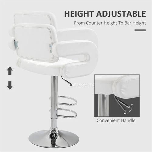 N/A Adjustable Faux Leather Bar Stool with 63.5 to 83.5cm Height and 360° Swivel for Stylish Home or Office Use -