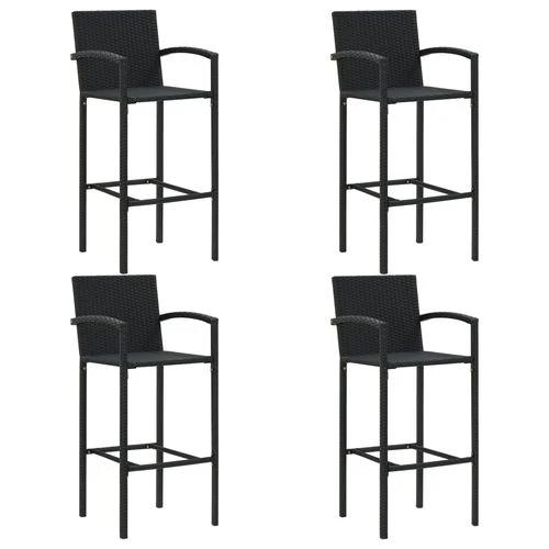 5 Piece Outdoor Bar Set with Armrest Poly Rattan Black - Garden Set