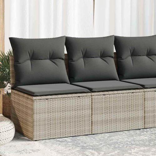 vidaXL vidaXL 4 Piece Garden Sofa Set with Cushions Light Grey Poly Rattan Acacia - Garden Sofa Sets