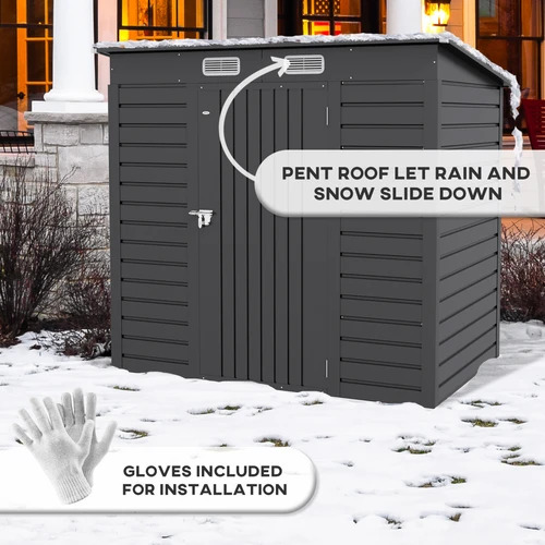 Outsunny Outsunny Galvanised Metal Garden Shed 6.3 x 4.3FT Lockable Door with Ventilation for Outdoor Tool Storage - Garden Shed