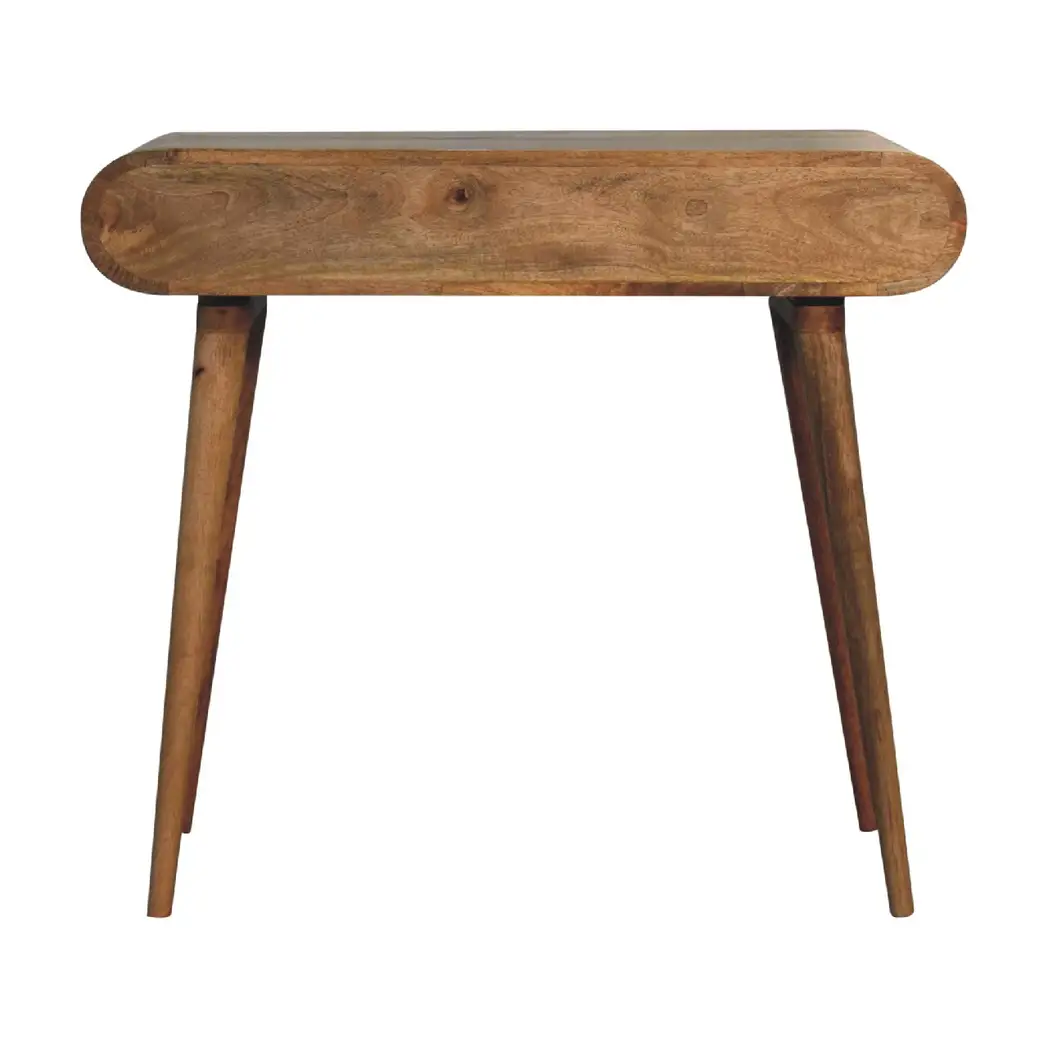 Artisan Furniture Artisan Furniture Solid Wood Curved Oak-ish Writing Desk, 1 Drawer & 1 Shelf, Beige - Desk
