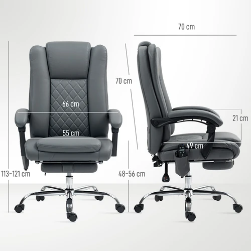 HOMCOM PU Leather Massage Office Chair with Reclining Feature and Vibration Modes for Comfort-Seeking Professionals - Office Chair