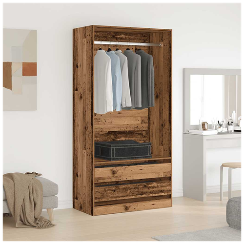 vidaXL Wardrobe Old Wood 100x50x200 cm Engineered Wood by vidaXL