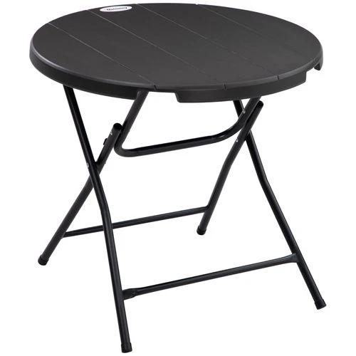 Outsunny Foldable Garden Table for 4, Round Outdoor Dining Table with Steel Frame - Garden Table