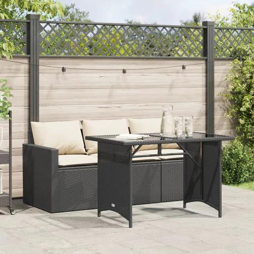 vidaXL vidaXL 2 Piece Garden Dining Set with Cushions Black Poly Rattan - Garden Set