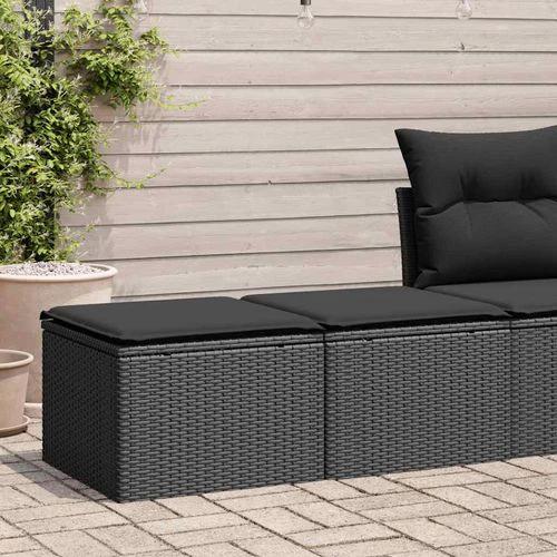 vidaXL vidaXL 2 Piece Garden Sofa Set with Cushions Black Poly Rattan Acacia - Garden Sofa Sets