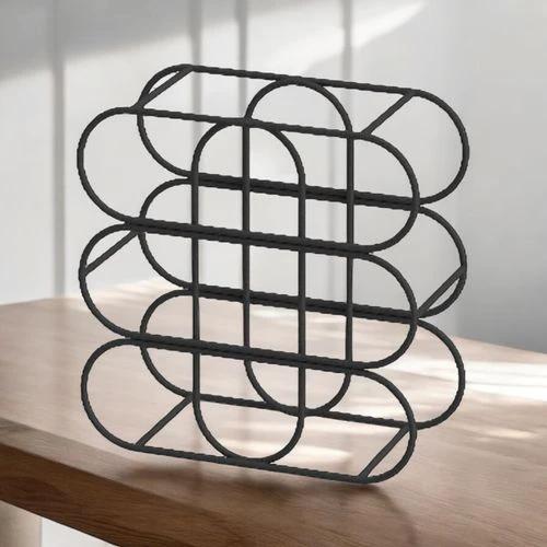 MSL Cast Iron Effect Wine Rack 13 Inch for 9 Bottles with Ornate Side Detail for Wine Enthusiasts - Wine Rack