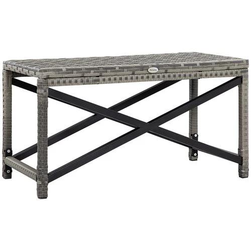 Outsunny PE Wicker Outdoor Coffee Table w/ Plastic Board Under the Full Woven Table Top - Garden Table