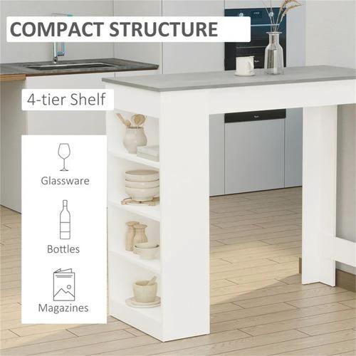 Compact Dual-Function Coffee Table Bar Table with Wood-Effect Top and Storage Shelves for Small Apartments by N/A