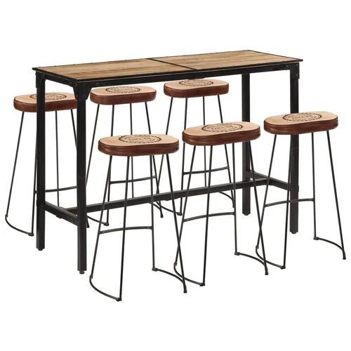 vidaXL 7 Piece Bar Set Solid Rough Wood Mango and Metal by vidaXL