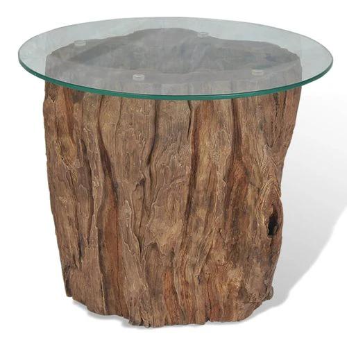 vidaXL vidaXL Coffee Table Teak Glass 50x40 cm - Coffee Table