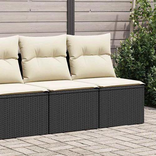 vidaXL 4 Piece Garden Sofa Set with Cushions Black Poly Rattan Acacia by vidaXL