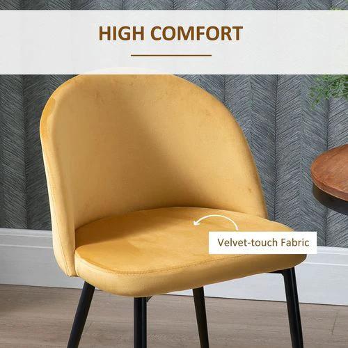 2 Pieces Modern Upholstered Fabric Bucket Seat Dining Chairs Living Room Yellow by HOMCOM