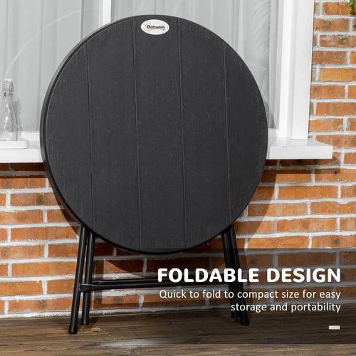 Outsunny Foldable Garden Table for 4, Round Outdoor Dining Table with Steel Frame - Garden Table
