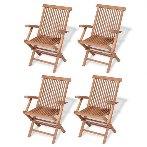 vidaXL Solid Teak Wood 5 Piece Garden Dining Set with Smooth Finish for Outdoor Gatherings - Garden Set