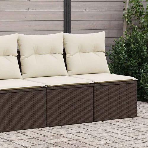 vidaXL vidaXL 4 Piece Garden Sofa Set with Cushions Brown Poly Rattan Acacia - Garden Sofa Sets