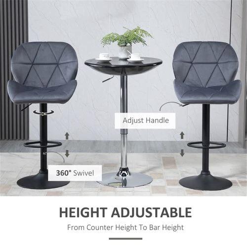 N/A Adjustable Swivel Bar Stools Set of Two with Diamond Stitching and Footrest for Modern Home Bars and Kitchens -