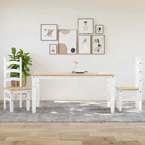 vidaXL 3 Piece Dining Set Panama White Solid Wood Pine by vidaXL