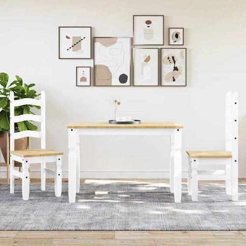 vidaXL 3 Piece Dining Set Panama White Solid Wood Pine by vidaXL