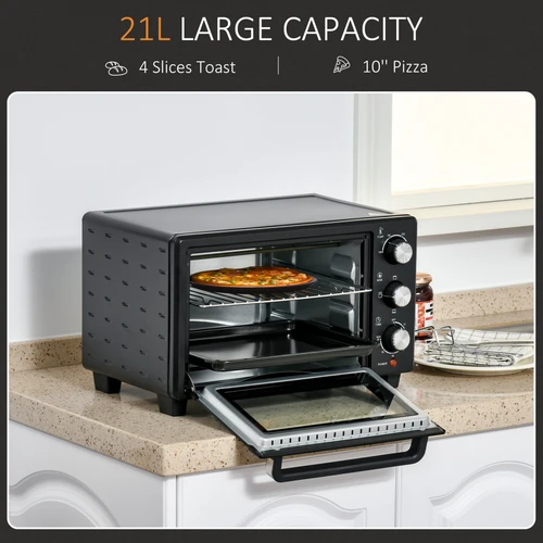Compact Mini Oven 21L with Adjustable Temperature and 60-Minute Timer for Home Bakers by HOMCOM