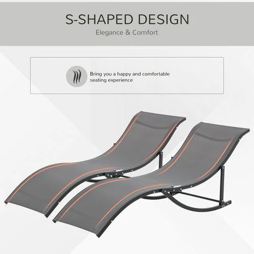 Set of 2 S-shaped Zero Gravity recliners 165x61x63cm Dark Grey by Outsunny