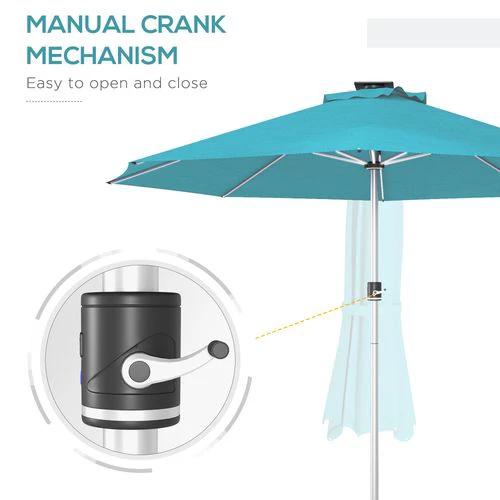 Outsunny Outsunny Solar Patio Garden Parasol with Lights for Outdoor, Blue - Parasol